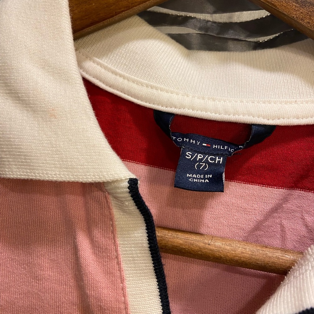 Tommy Hilfiger Pink and Red Polo Shirt dress Pre-owned Size 7/8 girls - Picture 3 of 4